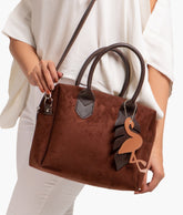 Dark brown suede mini bowling bag